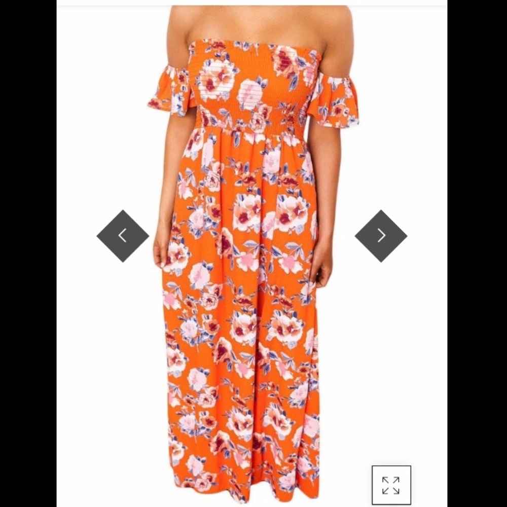 Orange Floral Maxi Dress 🧡